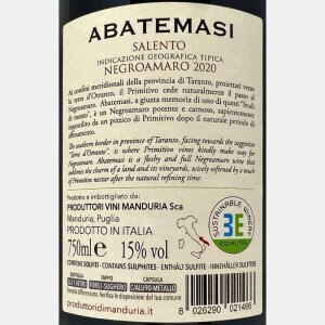 Negroamaro Salento Abatemasi IGP 2020 - Produttori di Manduria
