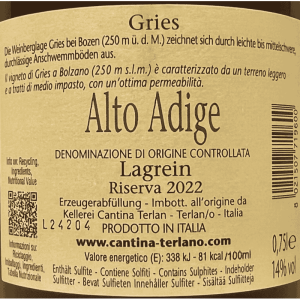 Lagrein Riserva Gries Alto Adige DOC 2022 - Cantina Terlan